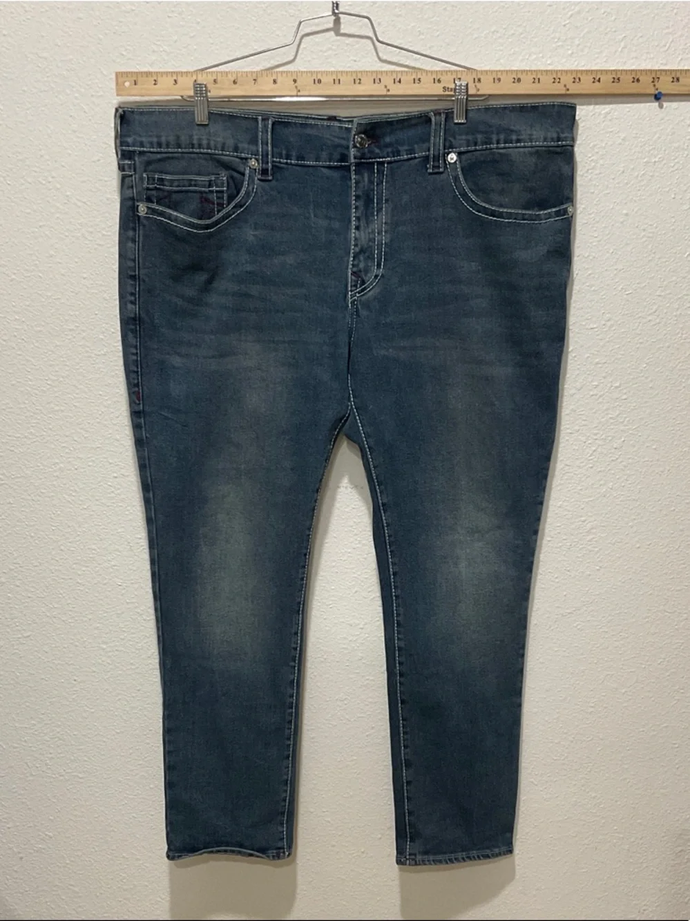 True Religion Big & Tall Men's Rocco Relaxed Skinny Dark Blue Jeans